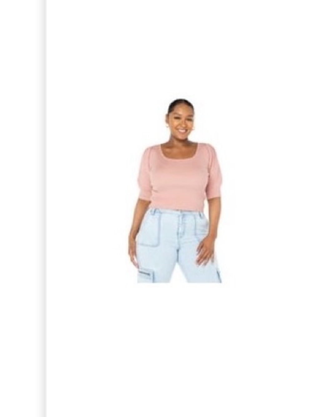 Celebrity Pink Scoop Neck Puff Sleeve Top in Dusty Rose